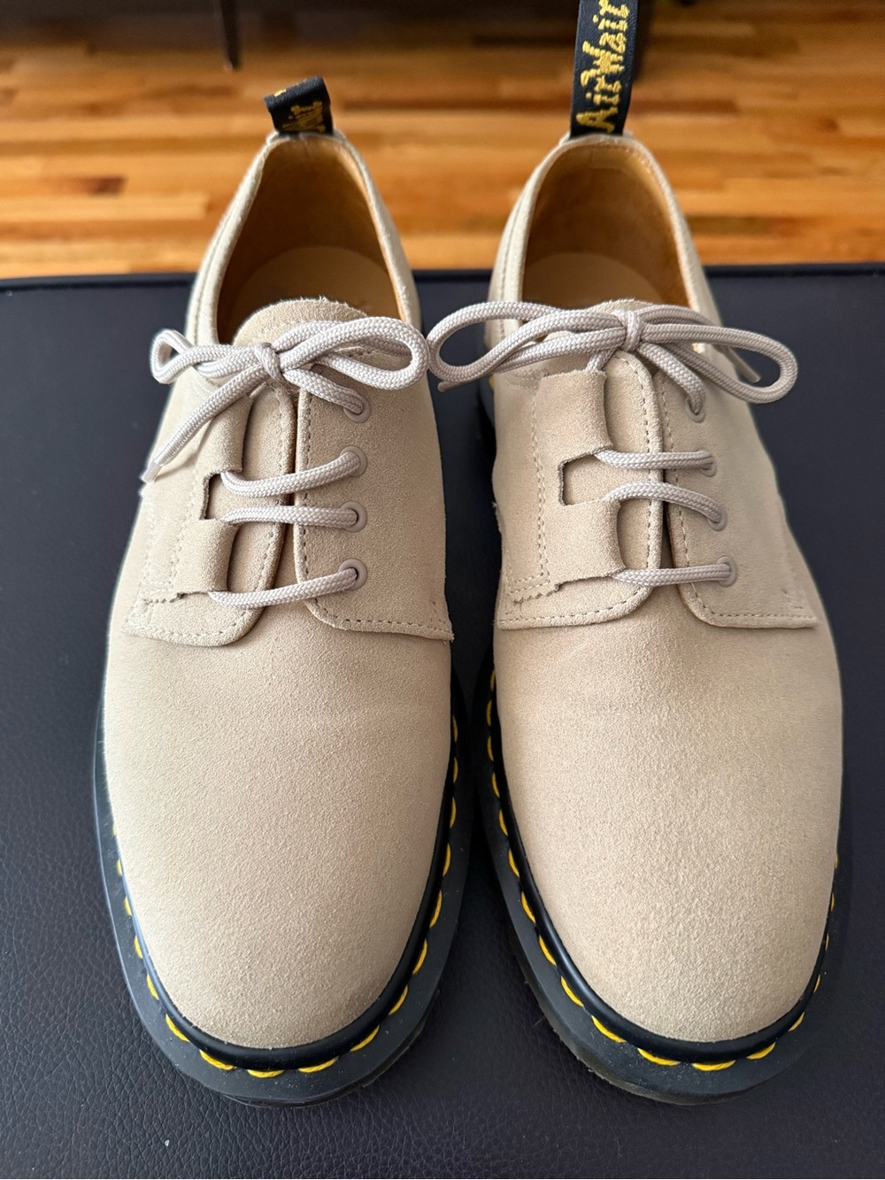 Dr. Martens Tan Suede 3-Eye Derby Shoes. Made in England